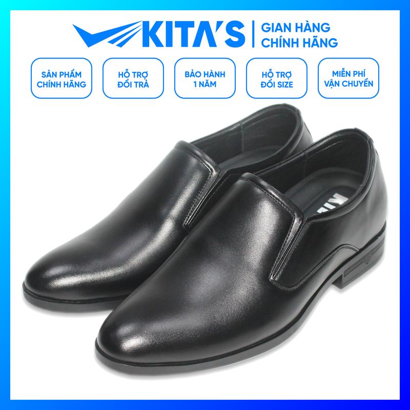 KITAS-120-9611 Giày Tây Nam Tăng Chều Cao 5cm - Da Bò - Đế Cao Su - May Đế - Màu Đen Nâu - Size 37 38 39 40 41 42 43 44