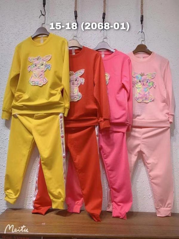 stelan anak perempuan import motif random Lengan panjang baju bordir Celana joger dengan sweater Fashion 5
