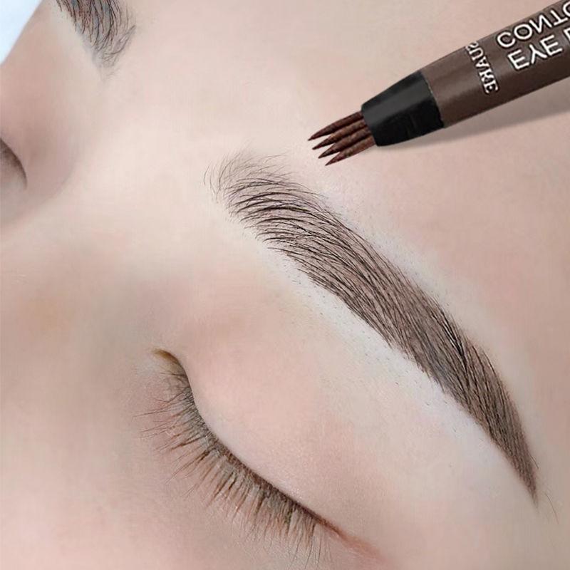 Bút Chì Kẻ Lông Mày 4 Điểm Bút Xăm Lông Mày Giống Như Tóc 4D Không Thấm Nước Tự Nhiên Và Lâu Trôi Bút Kẻ Lông Mày Dạng Lỏng
