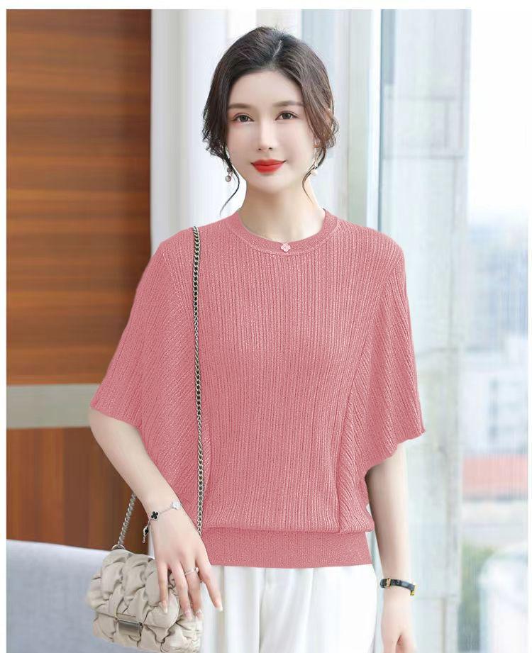 Product Introduction of Áo Phông Dáng Rộng Cho Nữ, Ngoại Cỡ, Áo Cánh Dơi, Làm Bằng Lụa Lạnh, ngắn Tay, Áo Thường Ngày Thích Hợp Cho Mùa Hè, Áo Cánh Mỏng, Quần Áo Nữ 12