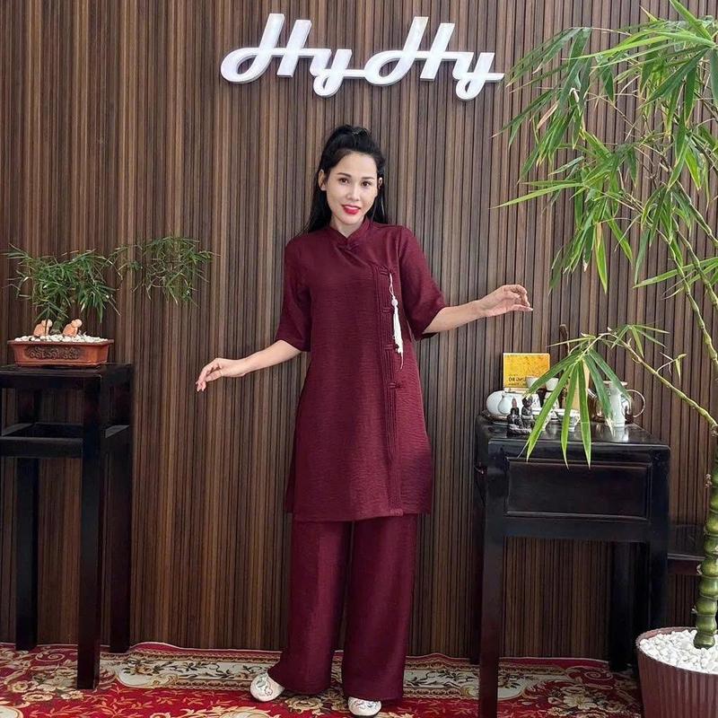 Product Introduction of HyHy House - KHẢ ÁI Bộ Pháp Phục Lễ Chùa Nữ Bigsize Áo Xếp Li Thanh Lịch Kín Đáo 4