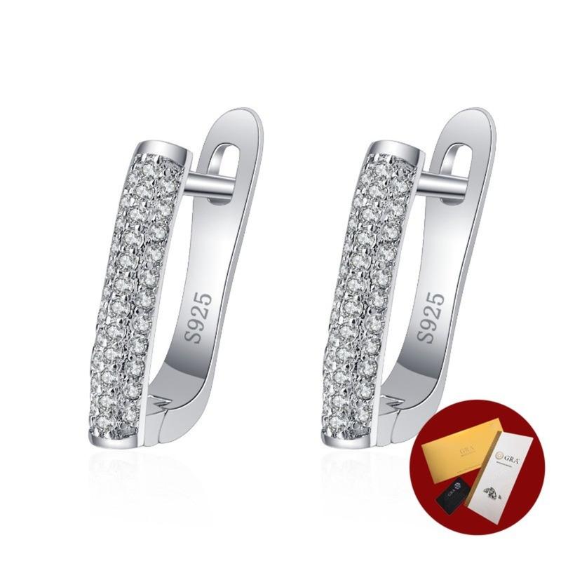 Product Introduction of (With Gra Certificate) Fashion Bar Earrings Simple Temperament White Diamond Earrings Women's Earrings 16