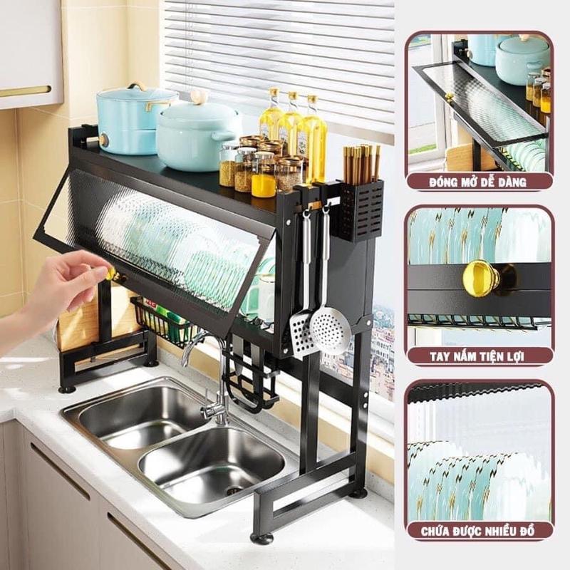 trạn úp bát có nắp đậy thông minh đa năng chiều cao 80cm, rộng 95cm Kitchen hộp  đựng Lắp Ráp 4