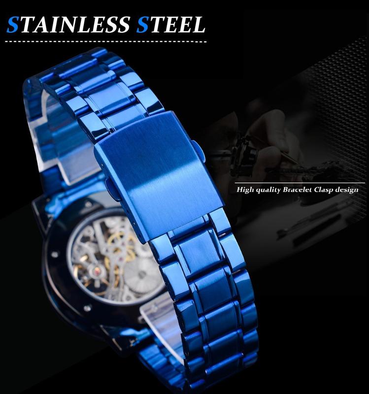 Product Introduction of Men's mechanical watches New Fashion Classic Hollow Rhinestone Manual Manipulator Men's Watch 13