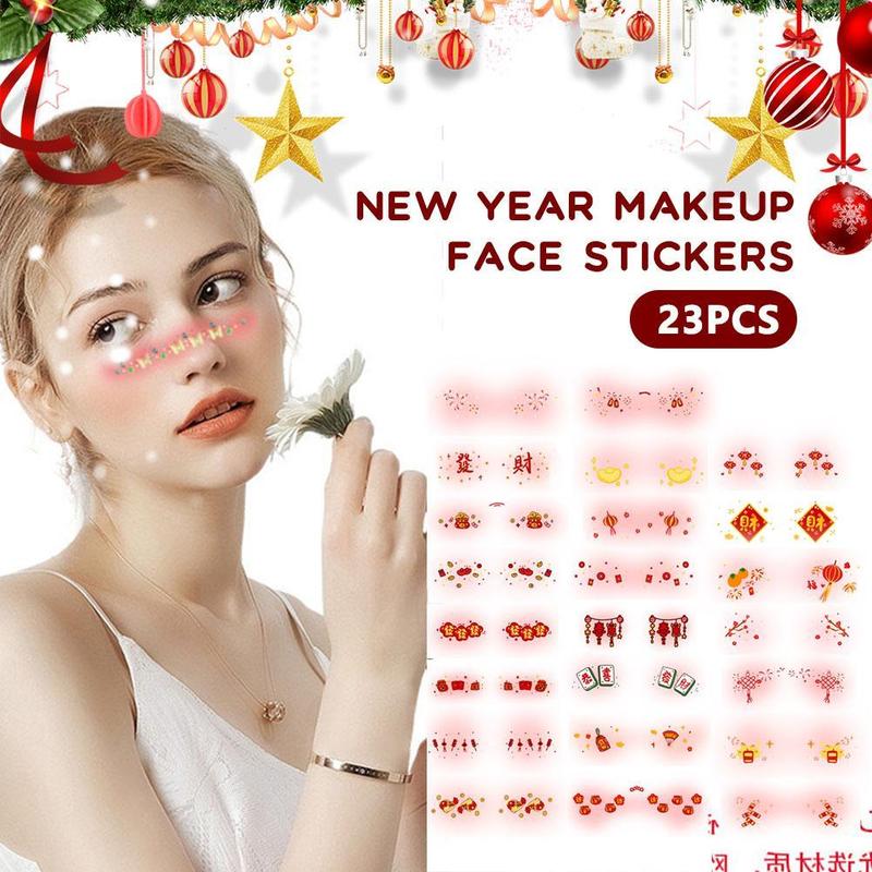 Product Introduction of New Year Makeup Face Paste Santa Claus Face Paste Holiday Party One-time Temporary Stickers For Children 14