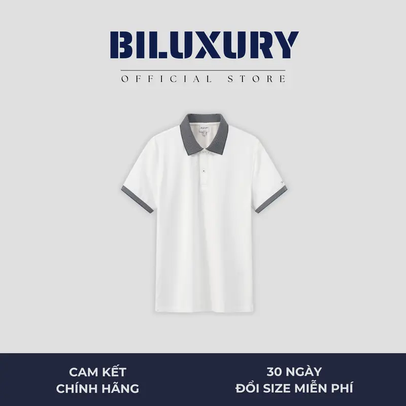 Áo Polo Nam Recycle Họa Tiết Phối Màu Tinh Tế 8APCT407TRK Ngắn Tay, Trẻ Trung, Nam Tính - BILUXURY Menswear Polo Shirt Có Cổ Tay Ngắn 1