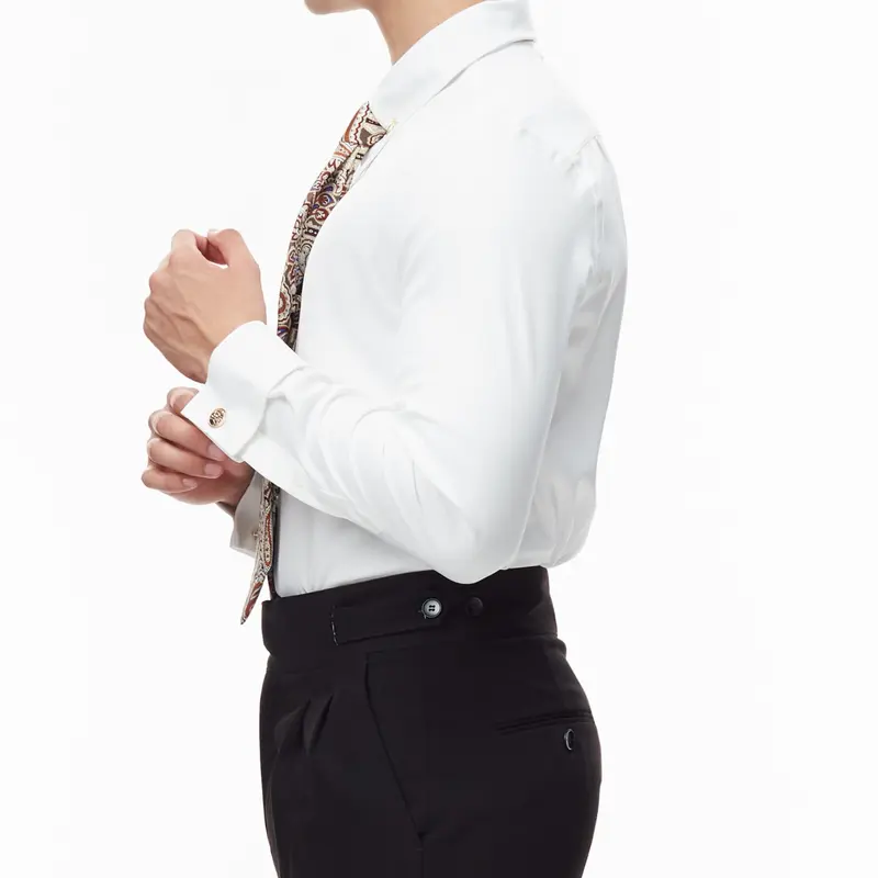 Áo Sơ Mi Nam Trắng Dài Tay Nam Cao Cấp Harold Collar Pin Cufflinks Công Sở Thanh Lịch, Slimfit Tôn Dáng 2