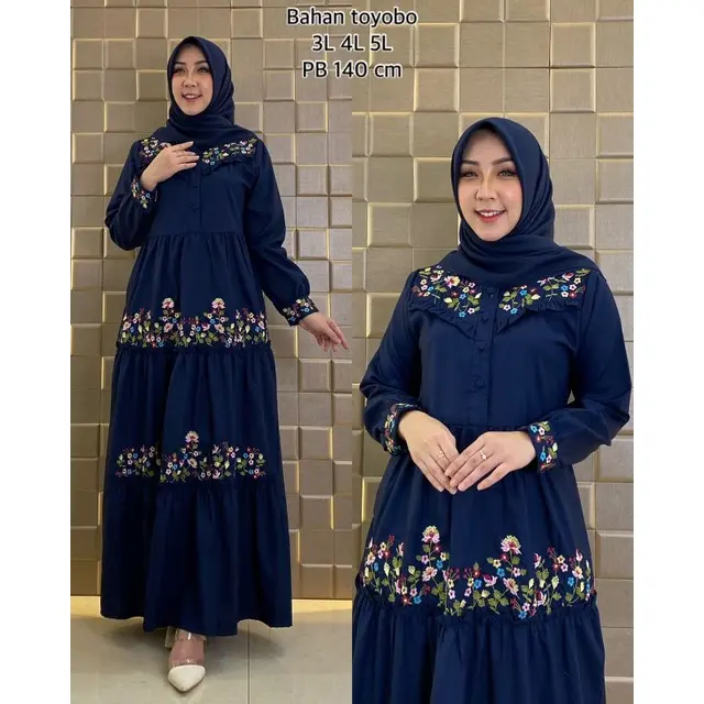 gamis NAURA katun toyobo bordir / terbaru / terlaris / terpopuler / cod Lembut Muslim Wanita Dress Dewasa Lebaran Pesta Remaja Kondangan Panjang Mewah Nyaman Katun Bunga Gaun Maxi Renda