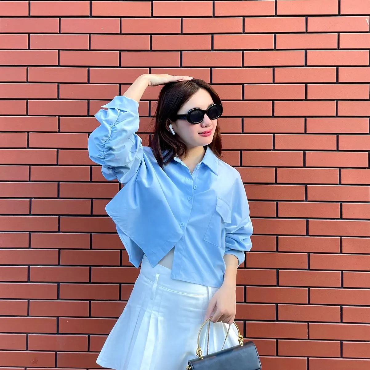 BY OH YES - Áo sơ mi croptop tay phồng style Korea