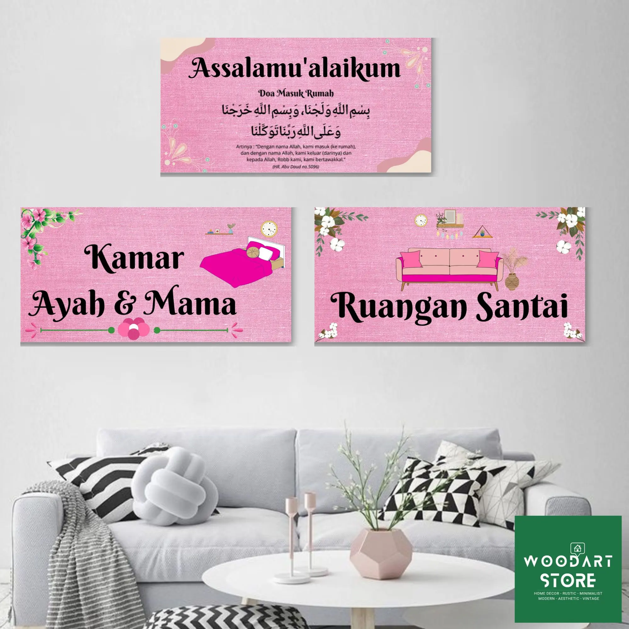BISA COD HIASAN DINDING AESTHETIK HIASAN DIINDING KAMAR WALL DECOR VINTAGE PAJANGAN DINDING PINTU HIASAN DINDING TULISAN ASSALAMUALAIKUM