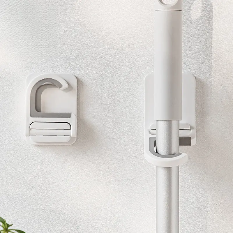 Wall-Mounted Broom Mop Clip Bracket Self-Adhesive Broom Brush Mop Hanger Organizing Rack Kitchen Bathroom Storage Multi-Purpose Hook Beautiful