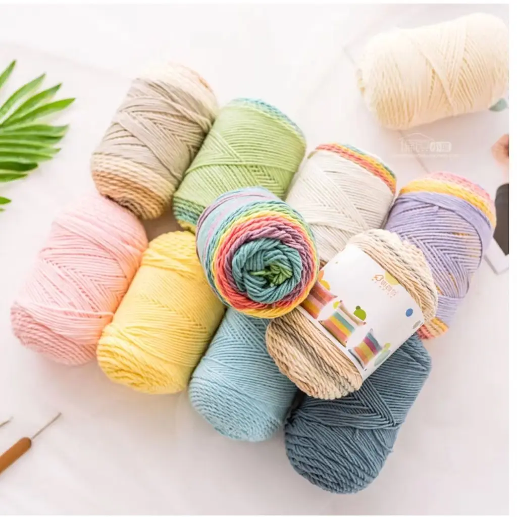 5ply Milk Cotton Yarn/ Handmade DIY Knitting Wool/ Rainbow Yarn/ Benang Kait/ Crochet Yarn/ Knitting Yarn
