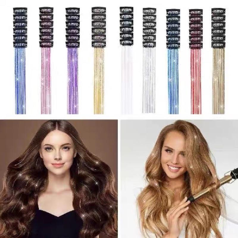 Set 6 Kẹp Tóc Giả Bằng Kim Tuyến Có thể dùng nhiệt Lấp Lánh Mới