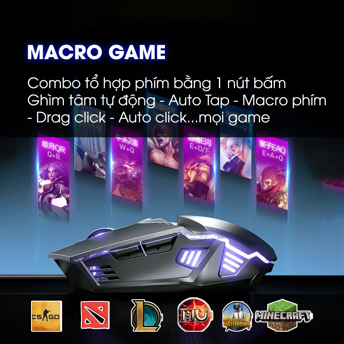 Chuột gaming máy tính SIDOTECH INPHIC W2 có dây silent 7 nút bấm chống ồn có app led macro cho game thủ | BigBuy360 - bigbuy360.vn