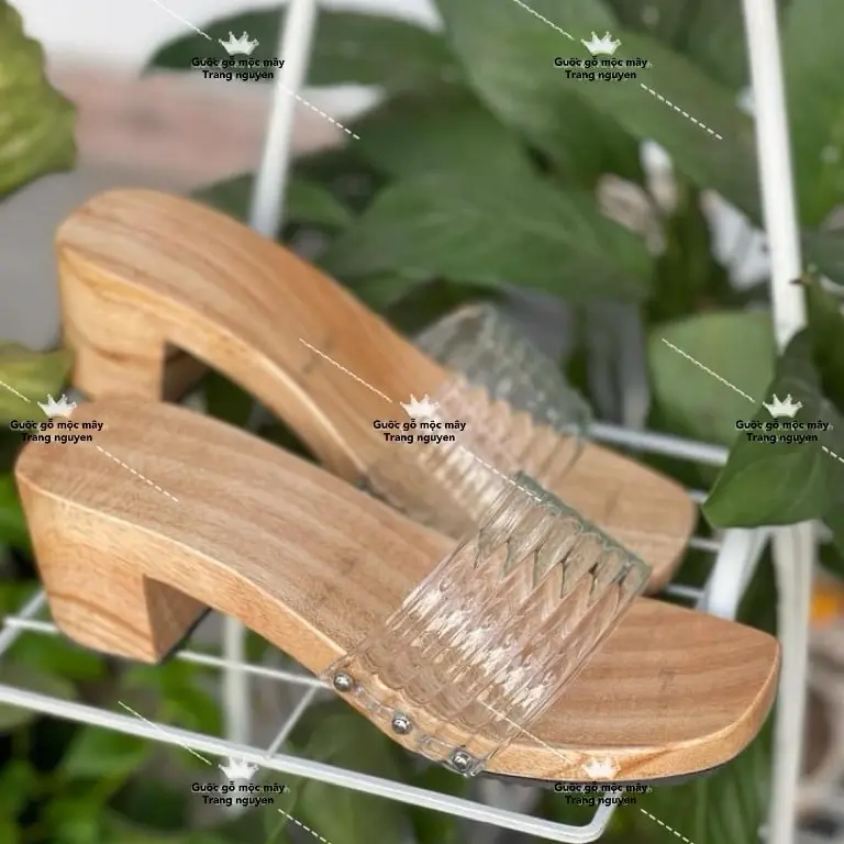 Guốc gỗ 5 phân mũi vuông đế trụ - Mộc mây store