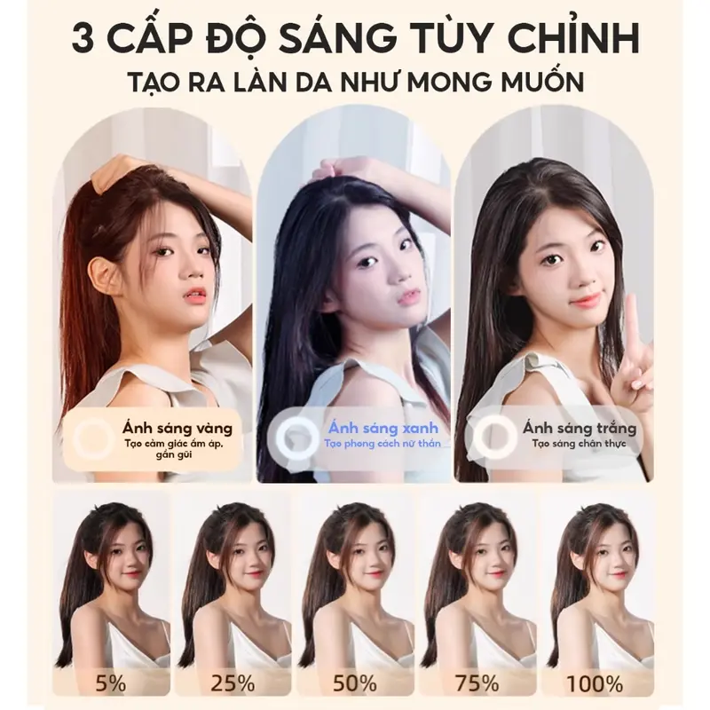 Đèn Livestream Size 26 30 33 36 cm và Chân 2m1 Hỗ Trợ Chụp Ảnh, Make Up Trang Điểm, Quay tiktok... Phụ Kiện Selfie Led 3