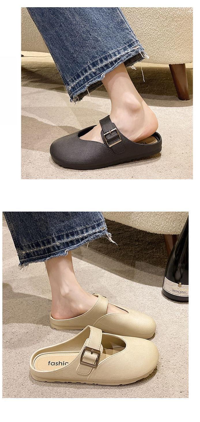 Product Introduction of New Soft Bottom Increase All-Match Closed Toe Half Slippers Slip-on Lazybones' Shoes Birkenstock Women's Outer Wear 20