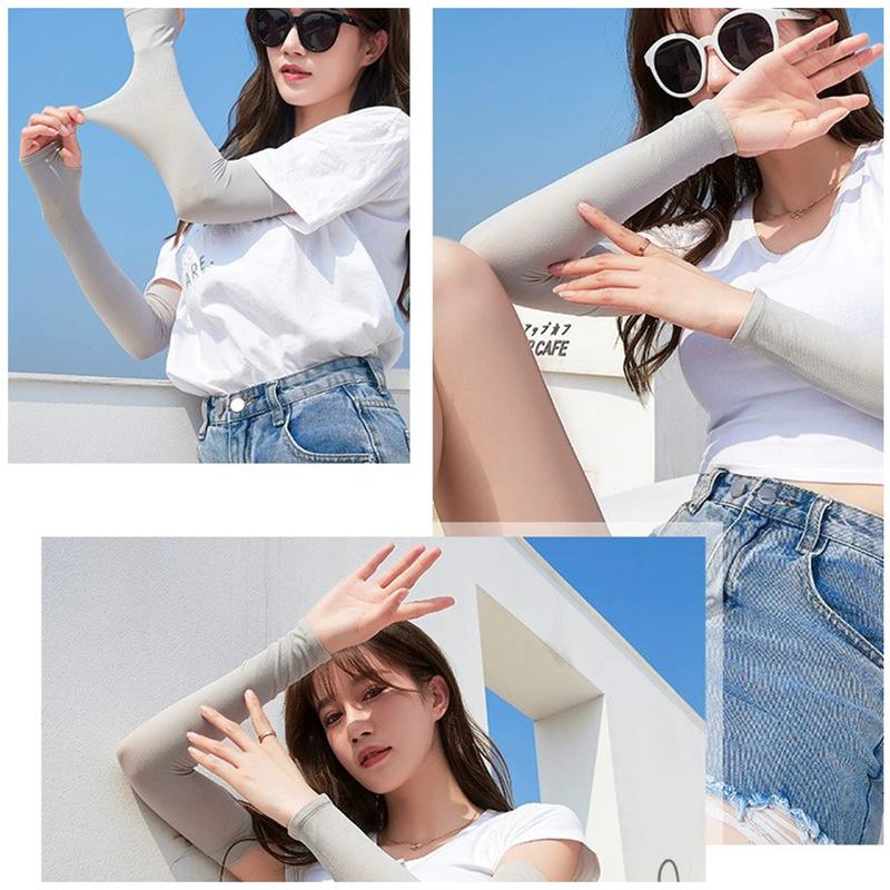 SH Ice Silk Long Gloves Sun UV Protection Hand Protector Cover Arm Sleeves Sunscreen Sleeves Outdoor Arm Warmer Half Finger Sleeves #449847 1