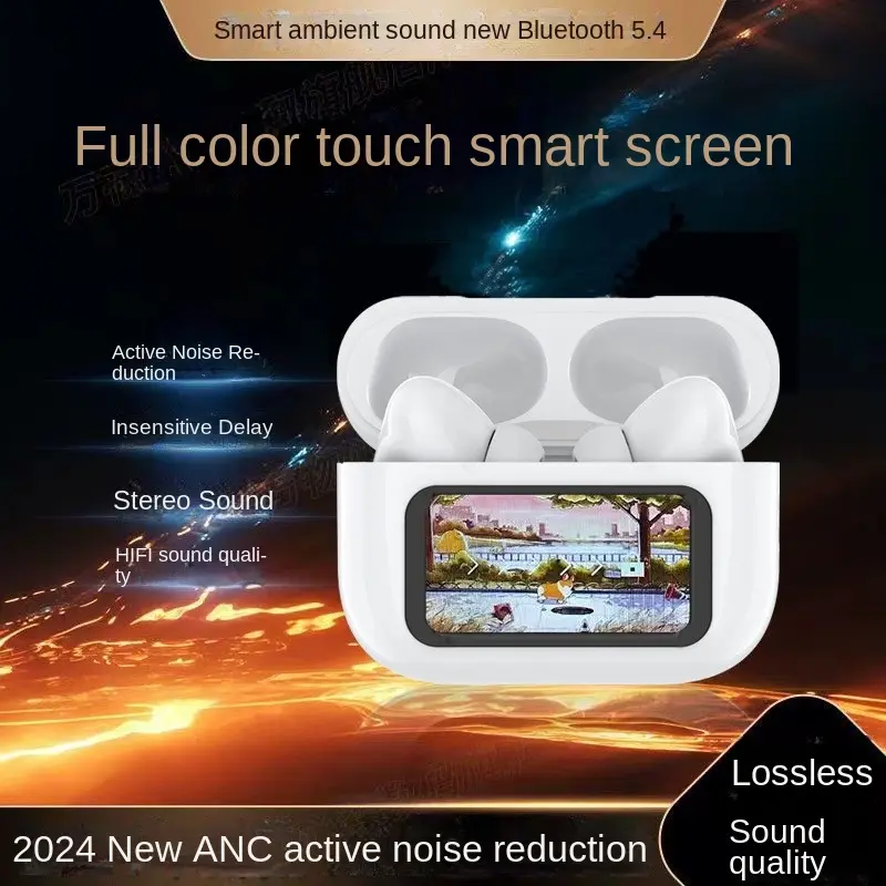 หูฟัง A9pro มัลติฟังก์ชั่น พร้อมหน้าจอสี เทคโนโลยี ANC+ENC ลดเสียงรบกวน ชุดหูฟังบลูทูธ