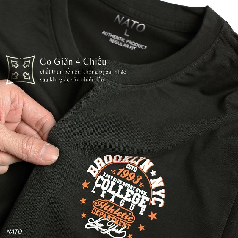 Áo Thun Cổ Tròn Nam BROOKLYN Vải Cotton Cao Cấp Đẹp Phông Tay Ngắn Xanh Màu Rêu Navy Họa Tiết NATO 8