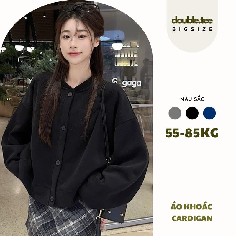 Áo Khoác Cardigan Dáng Bomber Nỉ 2 Da Bigsize