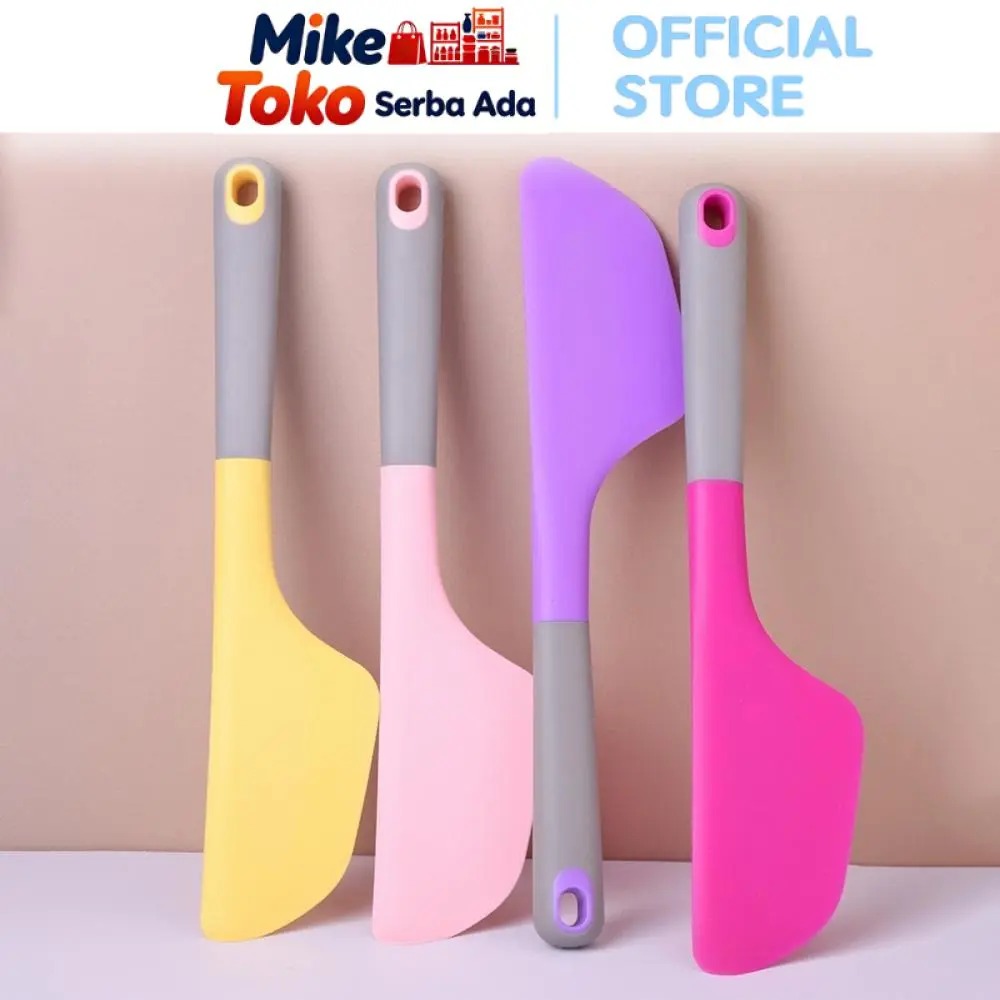 Mike Toko Serba Ada Spatula Jumbo Silikon H1095 Tebal Tahan Panas Food Grade Pengaduk Adonan Perlengkapan Dapur 34cm x 7cm Bahan Berkualitas