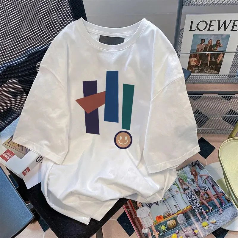 Áo Thun Cotton Cổ Tròn, ngắn Tay Phong Cách Hàn Quốc, Dễ Phối Đồ Hợp Xu hướng, Dành Cho Nam Và Nữ, Đi Lại, Mùa Xuân Hè Nóng Bỏng, Năm 2025