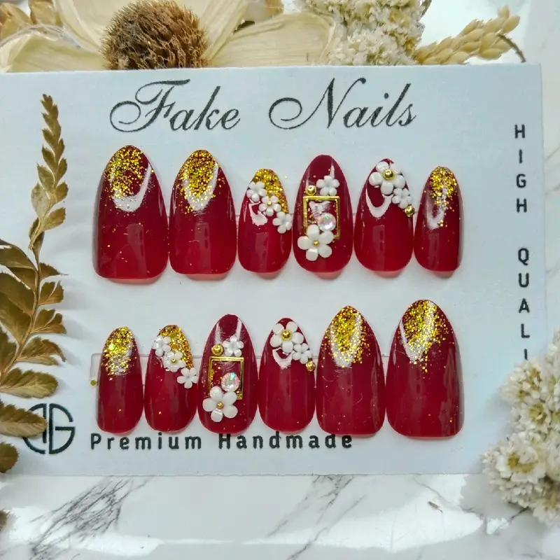 KUKU PALSU NAIL ART / KUKU PALSU MAROON/ FAKE NAIL FREE LEM TAHAN LAMA/KUKU PALSU PENGANTIN Nail Art Polish 6