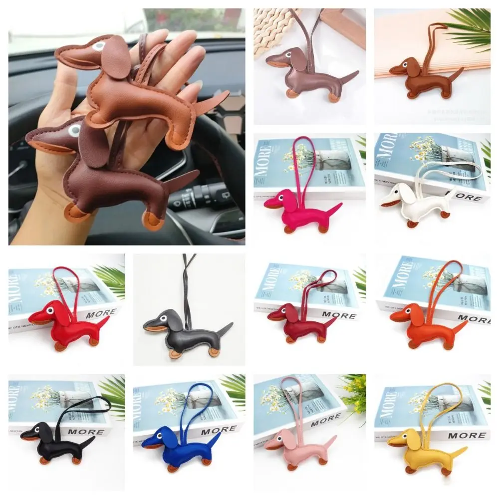 Multi-color PU Leather Dachshund Keychain Dog Cute Puppy PU Leather Hanger Fashion Cartoon Bag Pendant Men