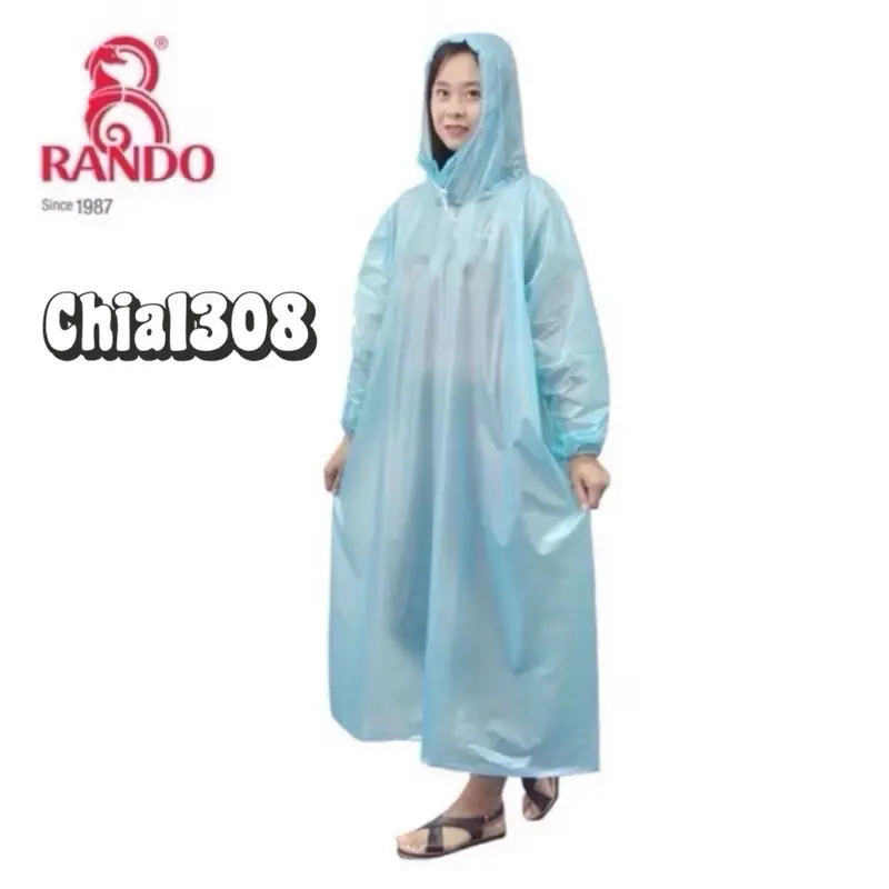 ￼ÁO MƯA 1 NGƯỜI TRÙM ĐẦU , RANDO CHÍNH HÃNG , BÍT SƯỜN , NHỰA TRONG SIÊU NHẸ, THỜI TRANG, KHÔNG THẤM NƯỚC