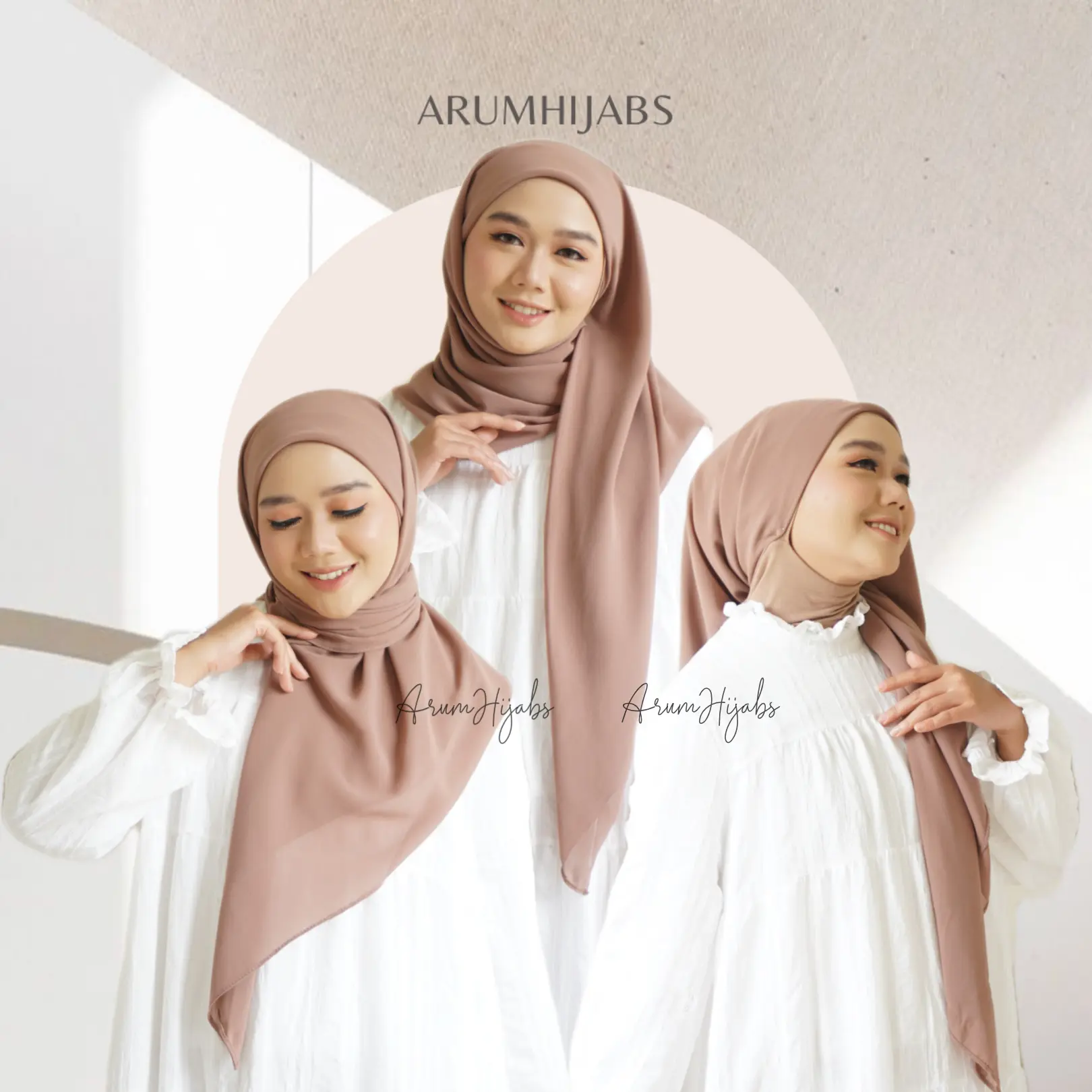 Segiempat Melayu Tali Ceruty Double Layer Jilbab Instan