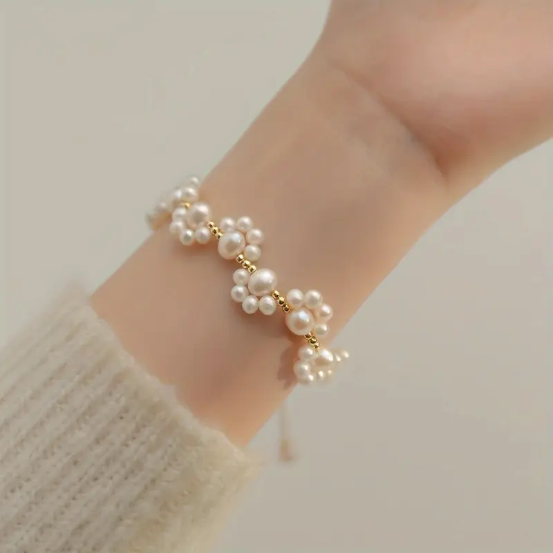 [Elegant Pearl Bracelet] Elegant White 1pc Faux Pearls Beaded Bracelet | Simple Zinc Alloy Luxury Versatile Hand Decoration 5