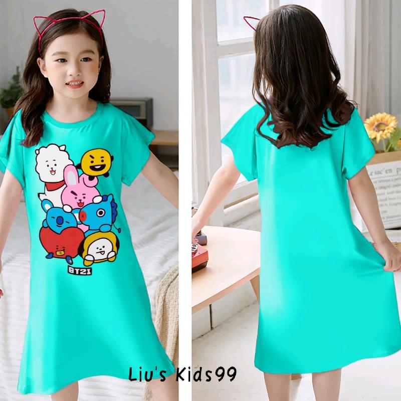 Liu's_Kids99 / daster anak cewek TINITAN untuk Umur 3-12th Katun Lembut Lengan Pendek Fashion daster anak dress bayi 2