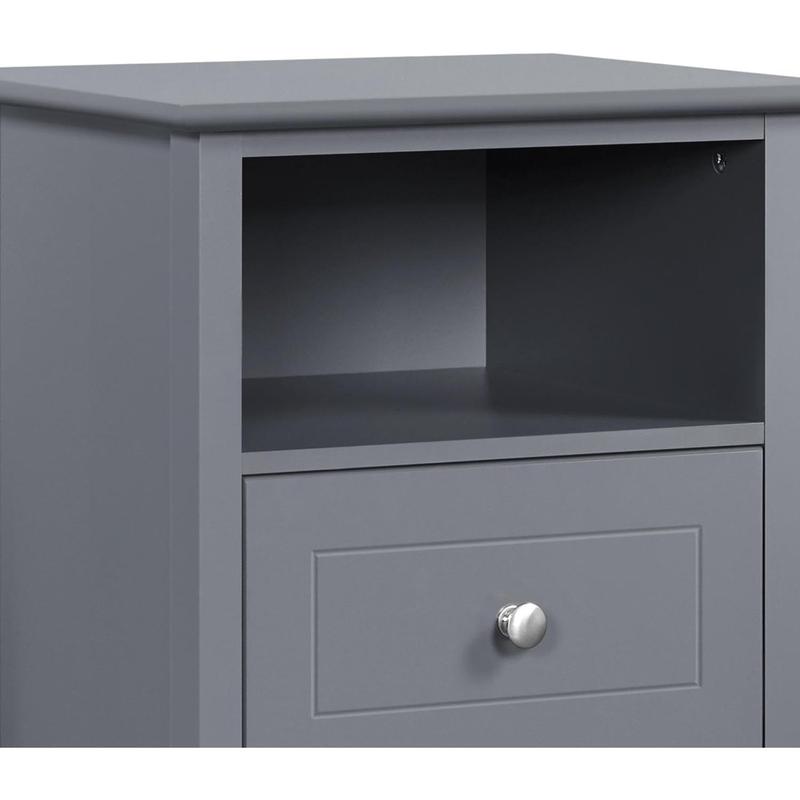 2pcs Bedside Table, Wooden Nightstand Cabinet Unit with 2 Drawers and Open Cubby Set of 2, Modern Sofa Side End Table for Living Room/Bedroom/Small Space, 35 x 40 x 60cm, Dark Gray 7