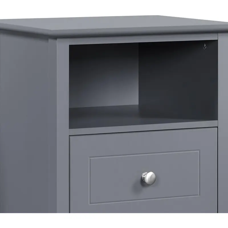 2pcs Bedside Table, Wooden Nightstand Cabinet Unit with 2 Drawers and Open Cubby Set of 2, Modern Sofa Side End Table for Living Room/Bedroom/Small Space, 35 x 40 x 60cm, Dark Gray 7