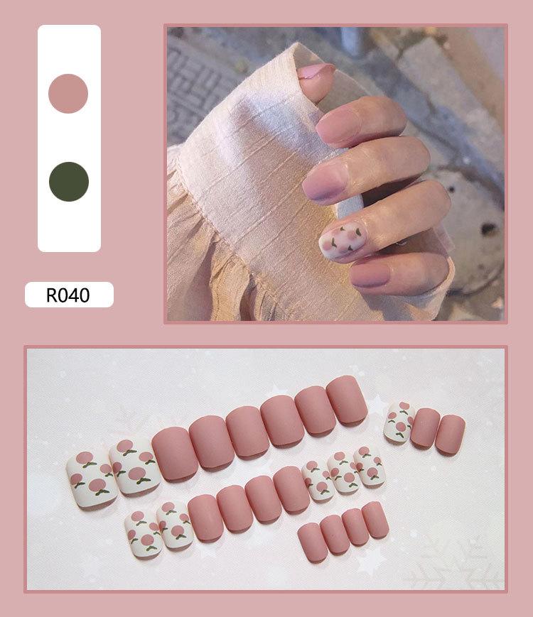 Product Introduction of Fake Nails Finished Stickers Cute Nail Stickers Wearable Nail Stickers Removable Fake Nail Pieces 24 Pieces 27