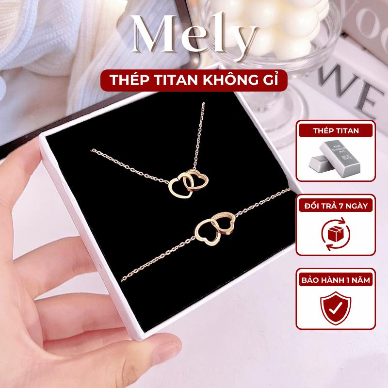 [KHÔNG ĐEN GỈ] Dây chuyền vòng tay Titan cao cấp, vòng cổ sợi mảnh hình tim đôi nữ tính Mely CT16