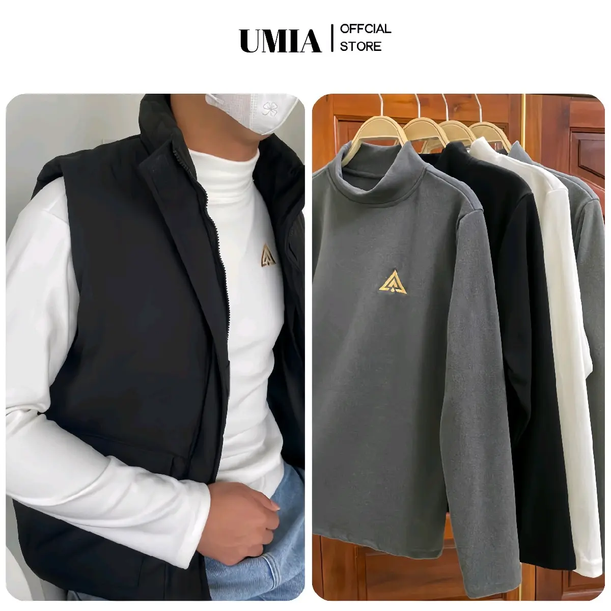 [New] Áo Giữ Nhiệt Nam Nỉ Lông Thỏ Cổ Cao 3Cm Dày Dặn Ấp Áp Co Giãn Thoải Mái Menswear