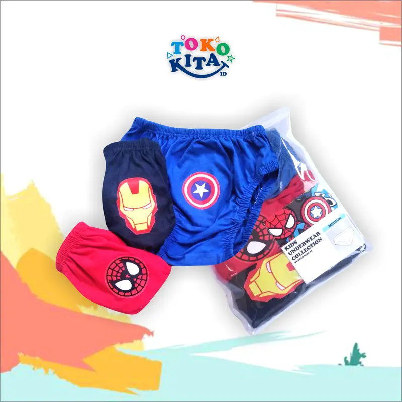 Kids Fashion - 3 pcs Celana Dalam Anak / CD Anak Laki-laki motif Hero spiderman 1