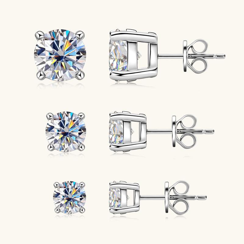 Bông Tai Đinh tán Moissanite, LLXYW, Dành Cho Phụ Nữ Và Nam Giới, Bạc Sterling 925, Kích Thước 0.1 / 0.2 / 0.3.0.5 / 1 / 2 / 3CT, Bông Tai Phòng Thí Nghiệm, Đồ Trang Sức Sang Trọng 5