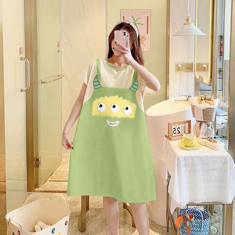 Product Introduction of Váy Ngủ Mùa Hè Dài Trung Bình Cho Nữ, Đồ Ngủ Ngắn Tay Cho Người Nổi Tiếng Trên Internet, Đồ Mặc Nhà Dáng Rộng Trực Tiếp, Cho Bà Bầu, Có Thể Mặc Ngoài Trời 2