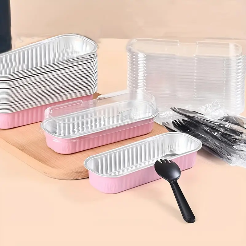 Rectangular Baking Box with Lid & Spoon, 10pcs/set Large Capacity Dessert Cake Bread Box, Baking Utensils for Home Kitchen Restaurant Party 0