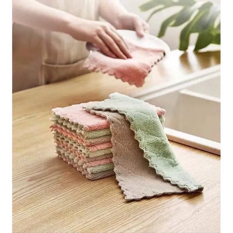 Combo 10 khăn lau bếp đa năng 2 mặt siêu thấm hút đa năng mềm mịn Làm Sạch