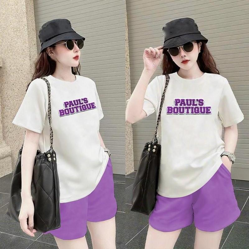 SÉT ĐỒ BỘ NGẮN NỮ COTTON QUẢNG CHÂU , Áo thun cổ tròn , quần đùi , sét mặc dạo phố , mặc nhà , vào mùa hè