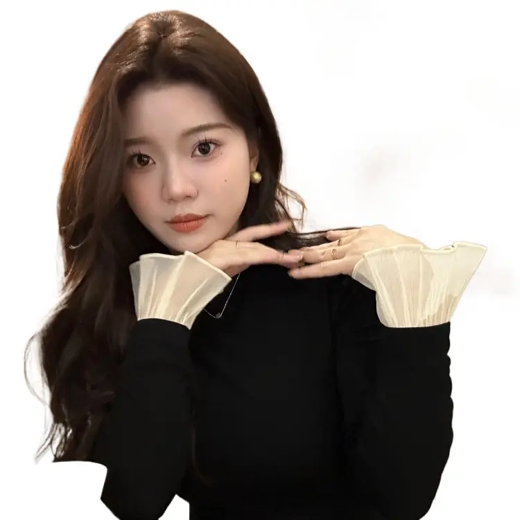 Super Sale! BF5-Z # 112A Áo Thun Đen, Hàng Mới Về, Có Tay Loe, Mềm Mại Và Co Giãn Top Nữ Women Sơ Mi Cổ Tròn Shirt 1