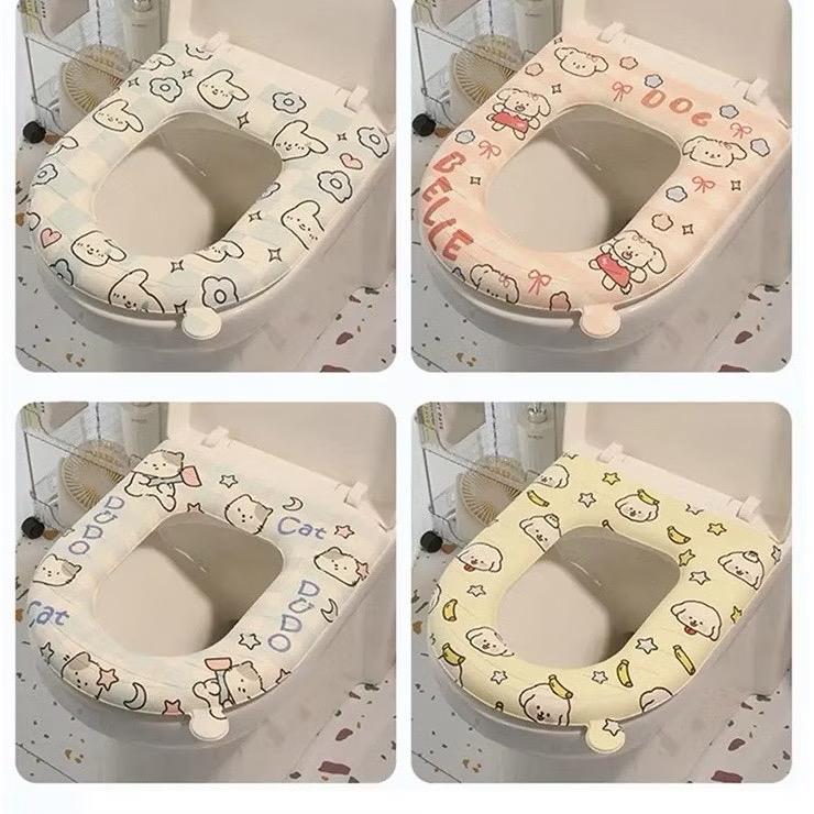  Combo 4 Miếng Lót Bồn Cầu Bằng Xốp Chống Thấm Nước  Đệm Lót Bồn Cầu Xốp Mềm Nhiều Hoạ Tiết Dễ Thương 