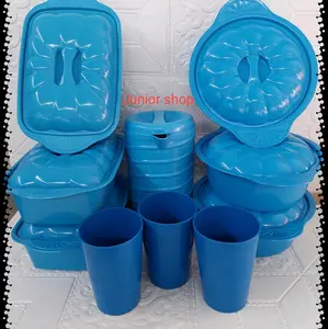 WADAH SAYUR / TEMPAT MAKANAN SET 10 PCS ( 3 KOTAK 3 BULAT 3 GELAS FREE TEKO ) Kitchenware
