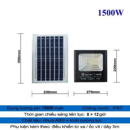 Đèn năng lượng mặt trời COMBO 2 - 1500W, vỏ nhựa ABS, sáng trong 8-10 giờ, chống nước và chống va đập, không cần điện, siêu sáng 12000000w dennang  luong  giatot 2
