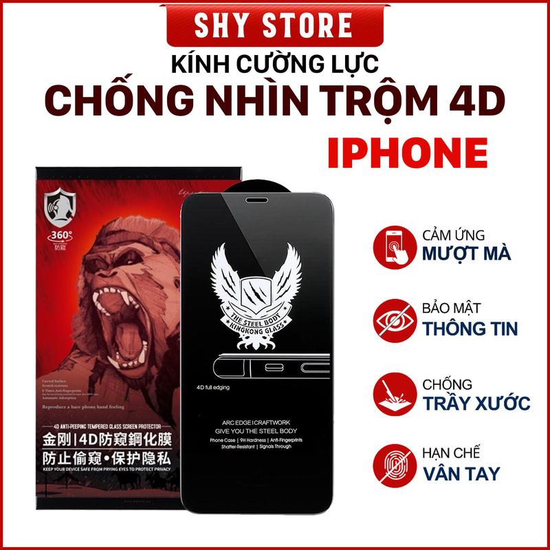 CHỐNG NHÌN TRỘM Kính cường lực cho iPhone 17 16 6 7 8 6s Plus X Xs Xr Xsmax 11 12 13 14 15 16e Pro Plus Promax Max 6g 7g 8g Đen Trắng Mua 2 kính tặng 1 kính Độ cứng 9H KingKong phủ nano Phụ Kiện Phụ Kiện cuongluc màn hình