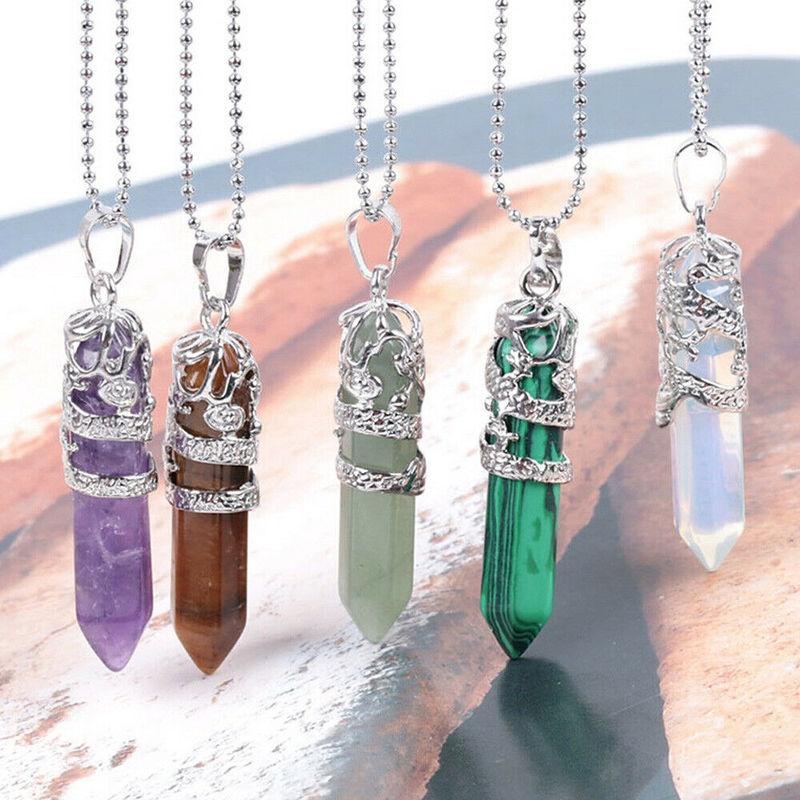 Vòng Cổ Mặt Dây Chuyền Đá Hình Rồng, 1 Chiếc, Cột Lục Giác, Dây Chuyền Xương Đòn, Phụ Kiện Trang Sức Thời Trang Cá Tính, Unisex 4